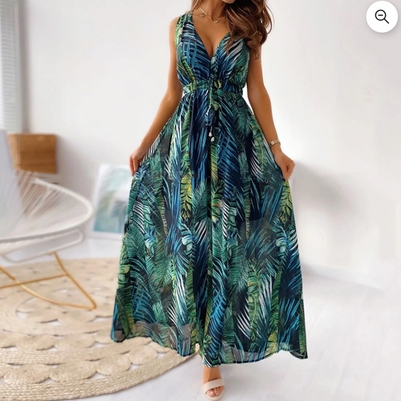 Tropical Print Dress - Picture 1 of 2